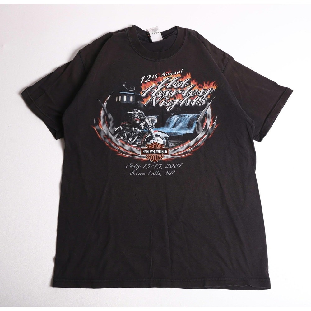 Vintage Harley Davidson T Shirt Mens Large Black 2007 Hot Harley Nights SD USA